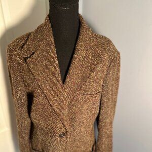 Anne Klein II Women's Wool Blend Brown Tweed Blazer, Sz 14